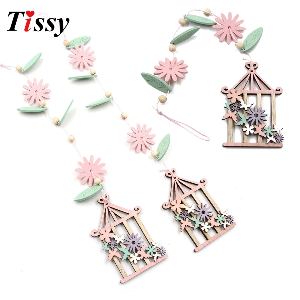 1 шт. милые девушки цветок клетка Деревянные Подвески украшения картина маслом