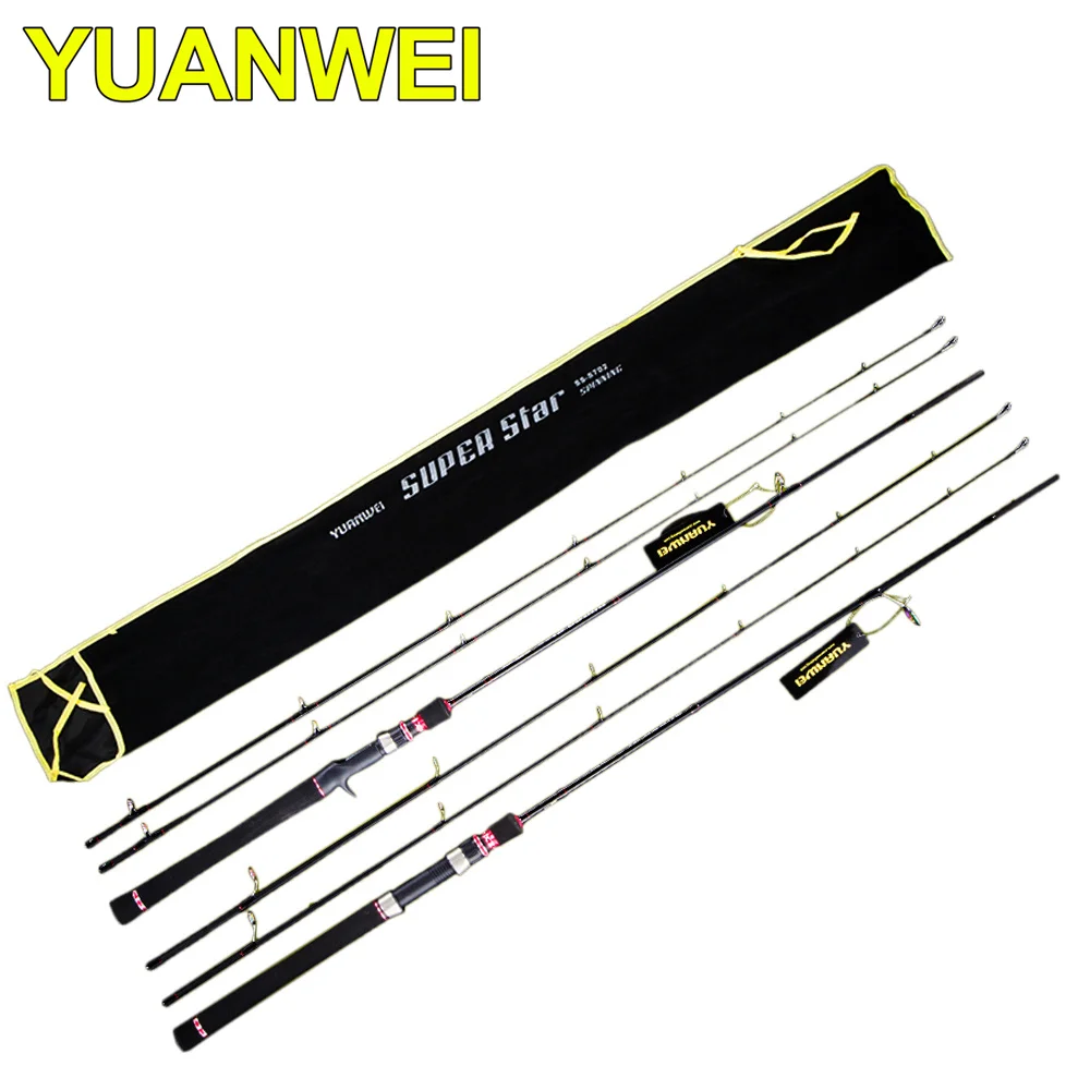 

YUANWEI 2 Secs 2.1m Spinning/Casting M/ML Fishing Rod 2 Tips Carbon Lure Rod Japan FUJI Guide Ring Vara De Pesca Peche Olta