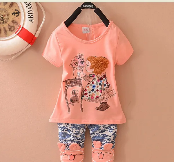 2014 Summer 1sets/lot fashion baby children short sleeve t-shirts Pants clothes set Mickey minnie kids sport suit in stock | Детская