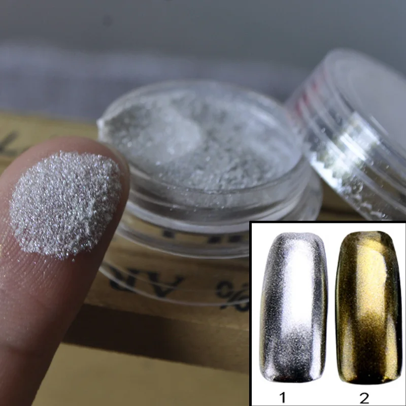 Mirror Glitter Powder for Nails Art Tips Shiny Silver Golden Colour Nail Decorative Toe Flare | Красота и здоровье