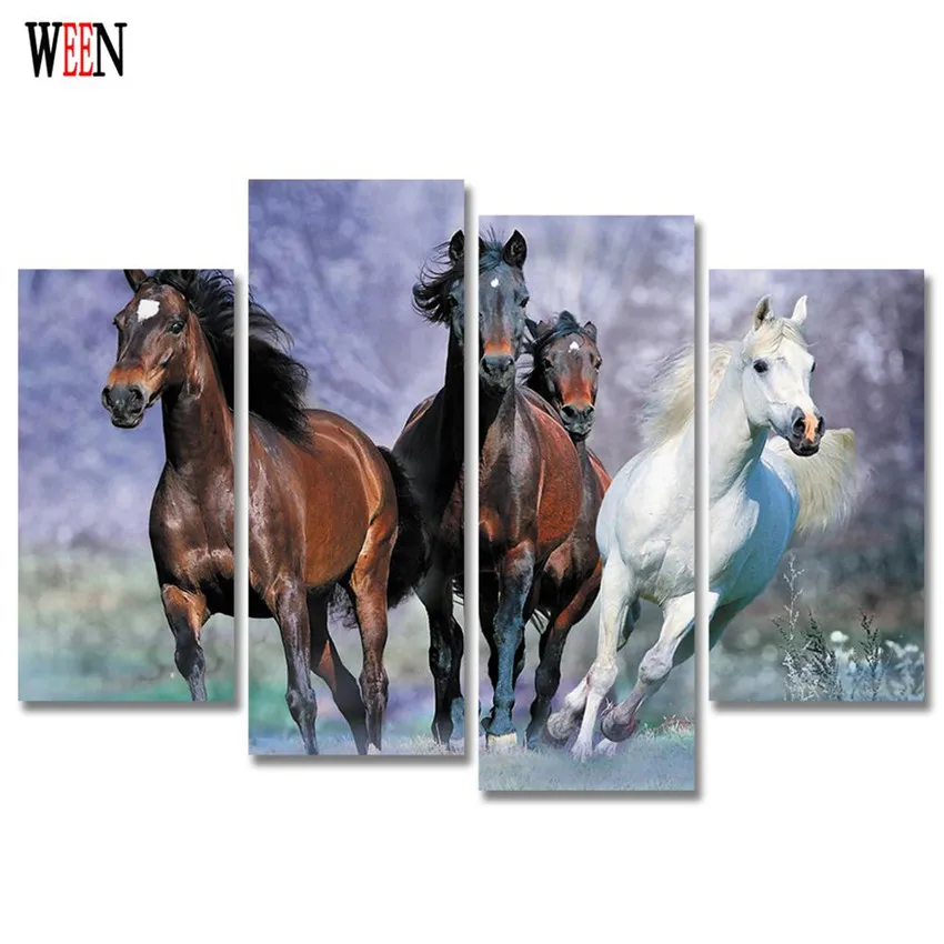 Волк Холст Искусство 4 шт лошадь современные фотографии животных на стену Лев