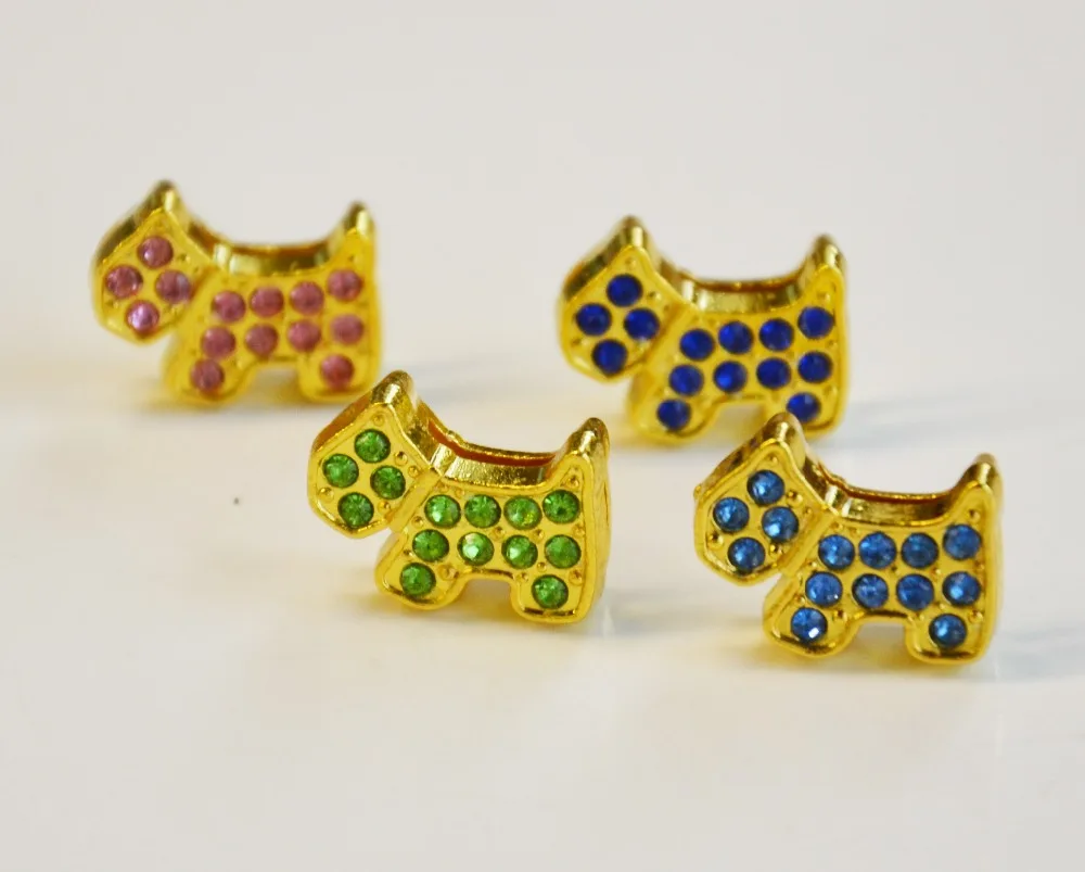 Бесплатная доставка 50 шт. подвески шармы для собак 8 мм с золотыми бусинами