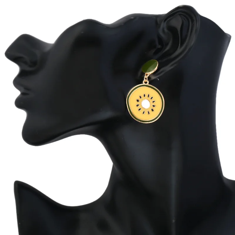 2017 элегантные милые висячие серьги с фруктами киви зеленые ювелирные изделия