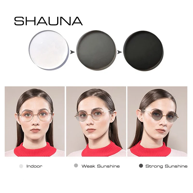 SHAUNA 1,56 рецепт CR-39 смолы обесцвечивание очки линзы близорукость дальнозоркость, оптические линзы объектив светильник-чувствительный