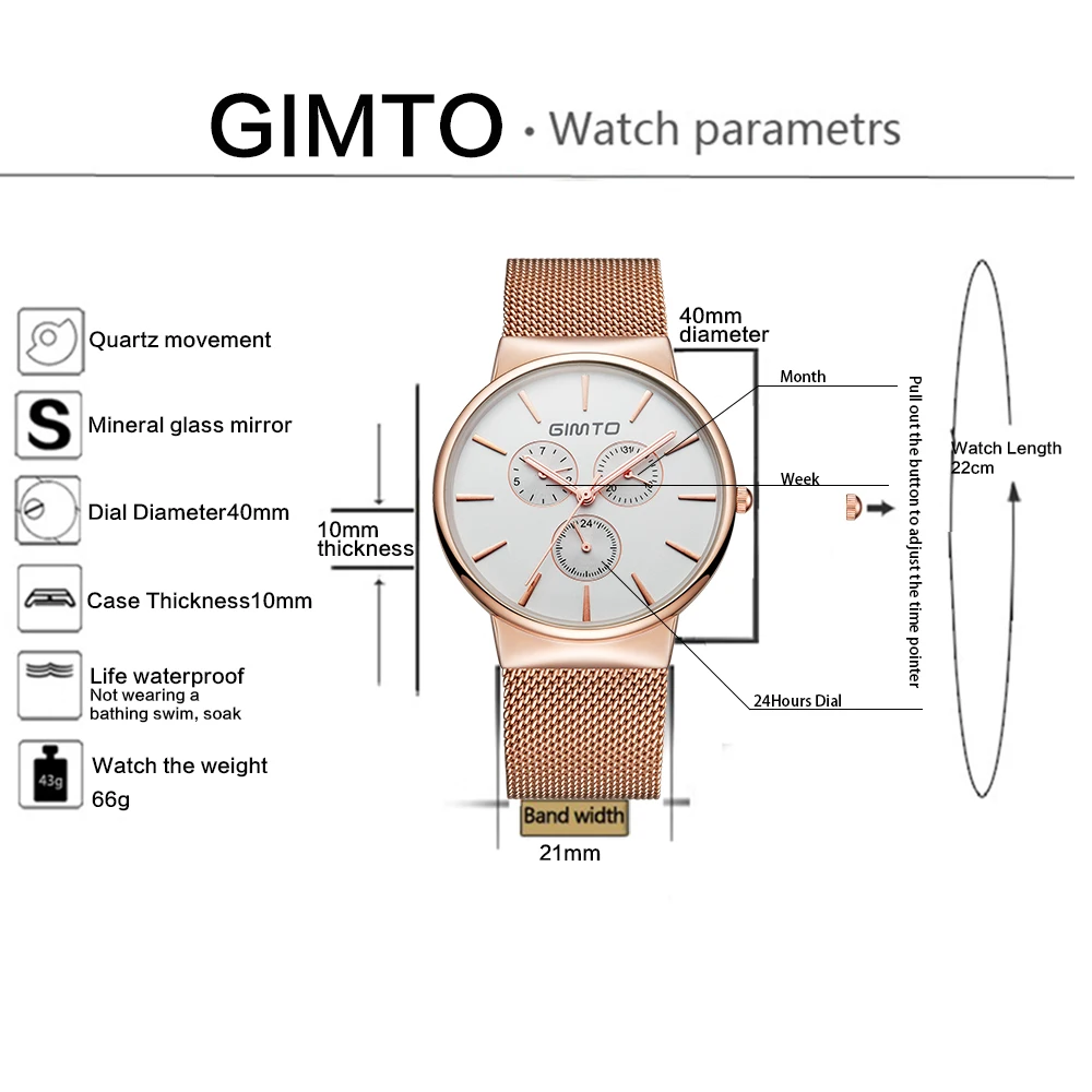 

Top Brand GIMTO Luxury Watch Men Stainless Steel Quartz Sport Male Watches Military Clock Fashion Waterproof Wristwatch Relogio