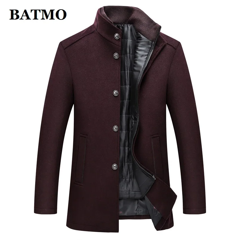WINE RED BATMO Новое поступление Зимний толстый шерстяной Повседневный Тренч для мужчин, мужские зимние теплые куртки, плюс-размер M-XXXL - Цвет: WINE RED