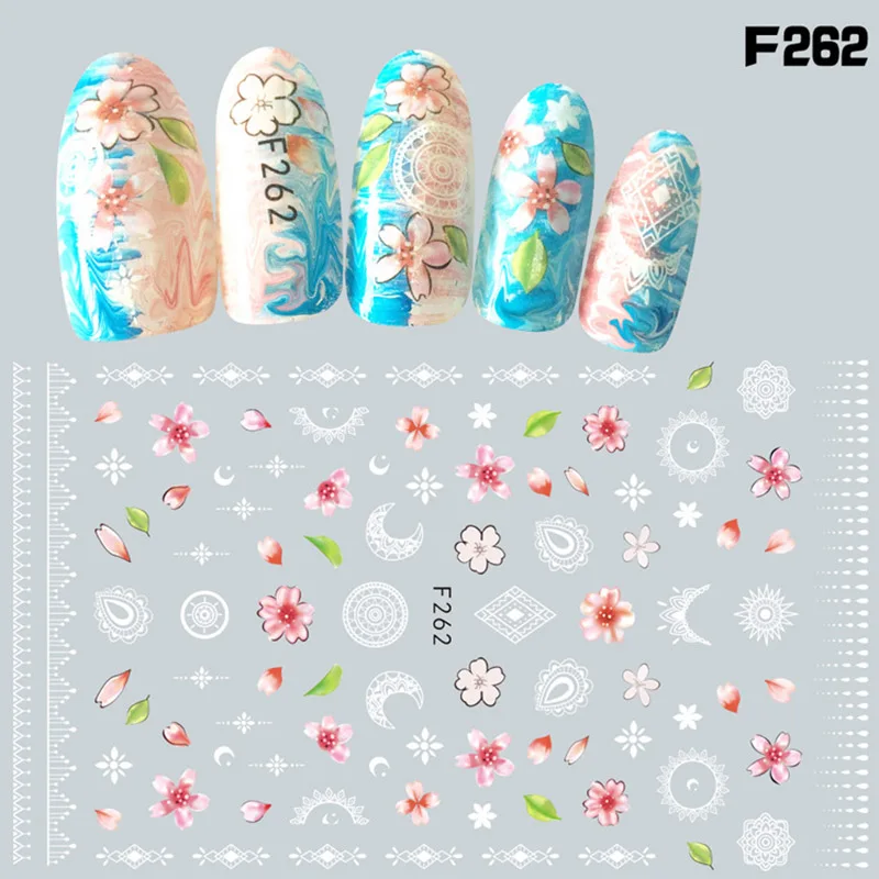 F244-F274 наклейки для ногтей Хэллоуин тыква летучая мышь Медведь Рождественская елка снежинка цветок наклейки для художественное оформление ногтей