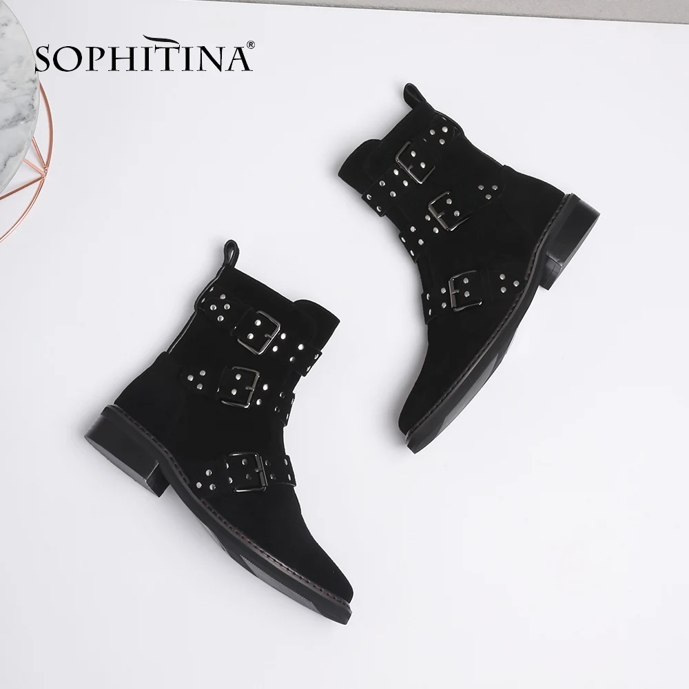 SOPHITINA/Новинка. Модные женские ботинки из натуральной кожи внутри ворсин.