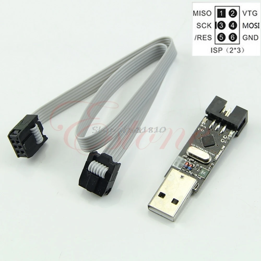USB ISP 5 в USBasp AVR программатор ATMEGA8 ATMEGA128 + 6PIN поддержка провода для Win7 оптовая продажа