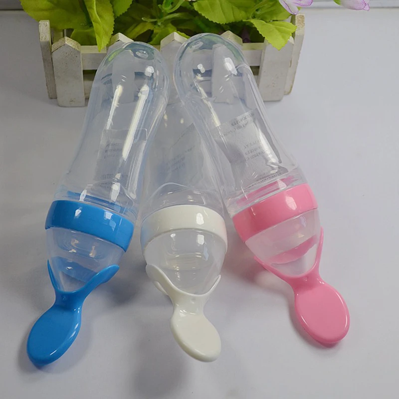 New Hot Silicone Baby Spoon Training Scoop Feeding Rice Cereal Bottle Spoons Cucharas Para Bebes 90ml | Мать и ребенок