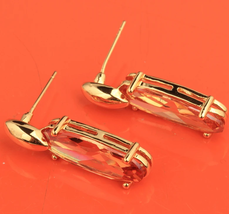 Стильный Большой овальный оранжевый коричневый шампанское камни кубического