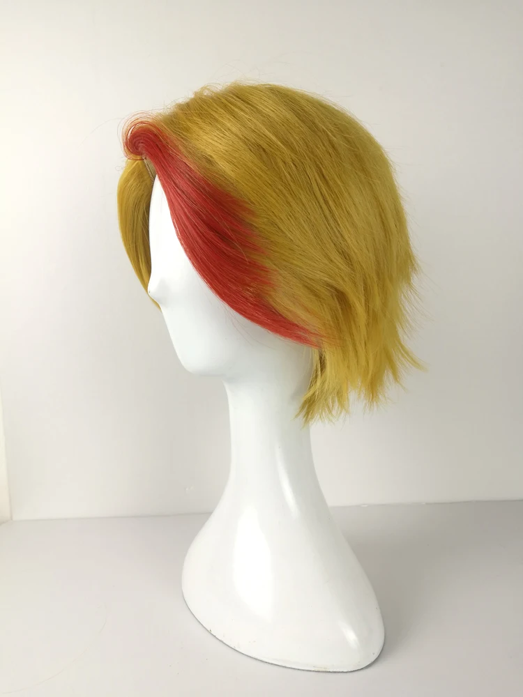 New Arrival Anime YURI!!! on ICE Minami Kenjiro Blonde Cosplay Wig Short Red Highlight Heat Resistent |