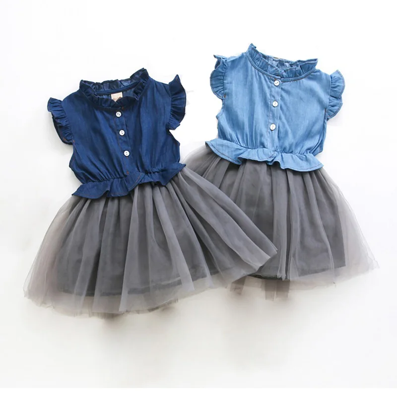 Летнее Детское джинсовое платье для девочек новинка 2018 детские платья малышей с
