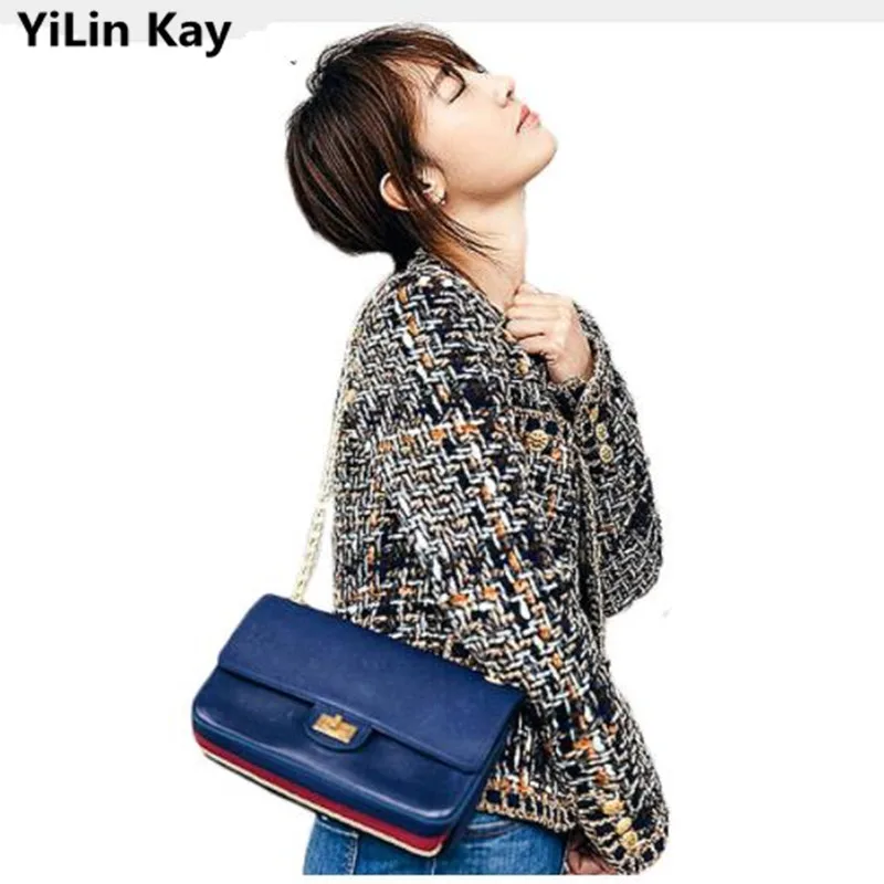 Женская твидовая куртка YiLin Kay подиумное однобортное пальто с круглым вырезом и