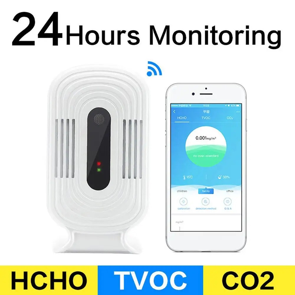 JQ200 6 умный WiFi CO2 HCHO TVOC PM2.5 метр тестер качества воздуха датчик температуры и