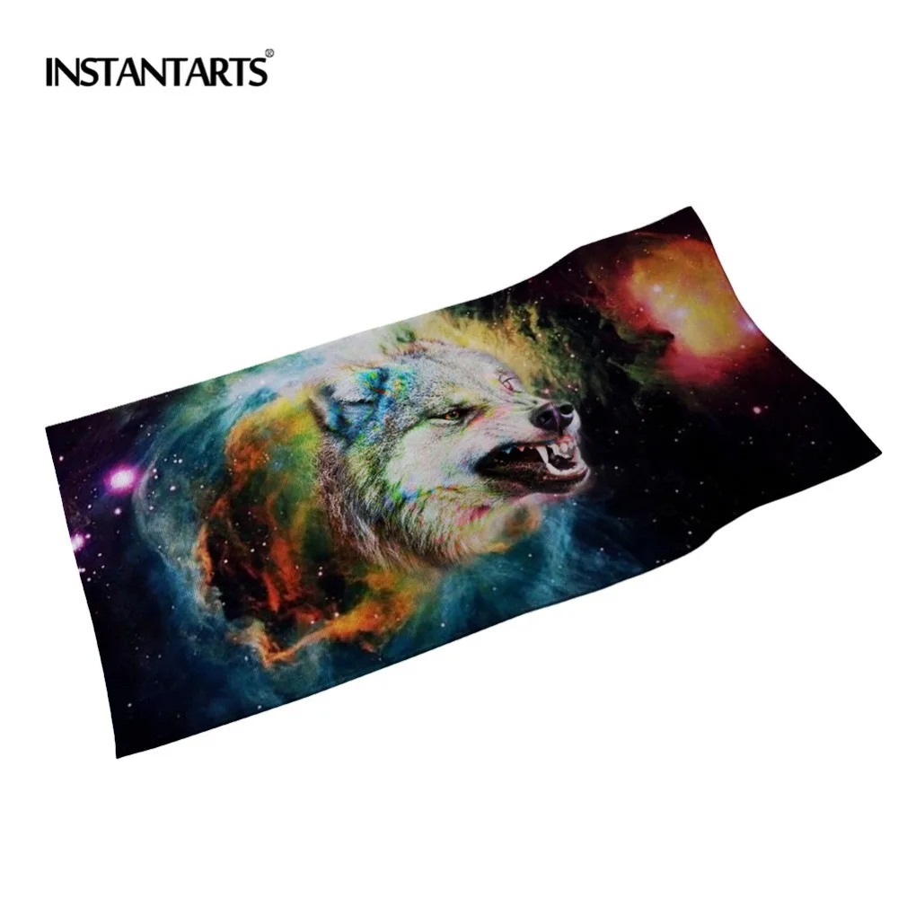 INSTANTARTS 3D Galaxy Wolf животные принтованное из микрофибры полотенце для плавания s быстросохнущее спортивное полотенце для отдыха на природе сушильное банное полотенце s