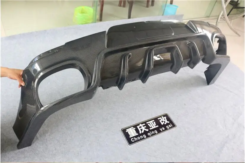 Rear Diffuser Углерода финберг спереди диффузор, губа на задний бампер с боковой юбкой спойлер для Porsche Panamera 971 - Цвет: Rear Diffuser