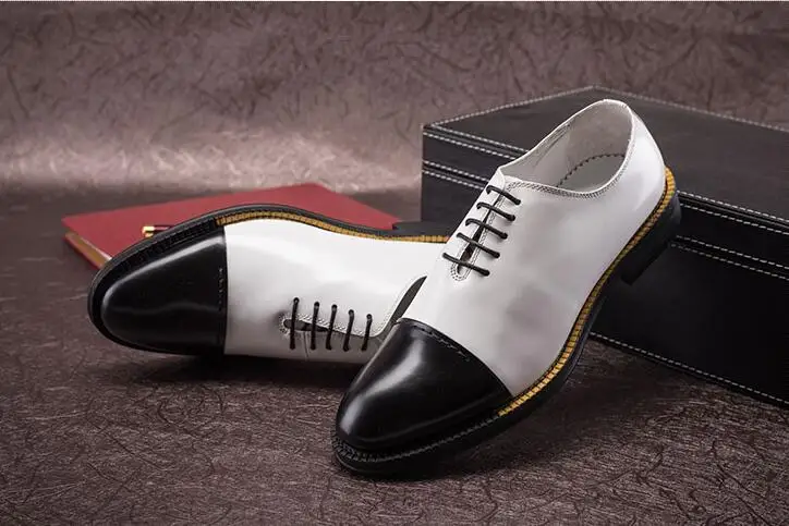 Мужские модельные туфли с острым носком из натуральной кожи пэчворком на