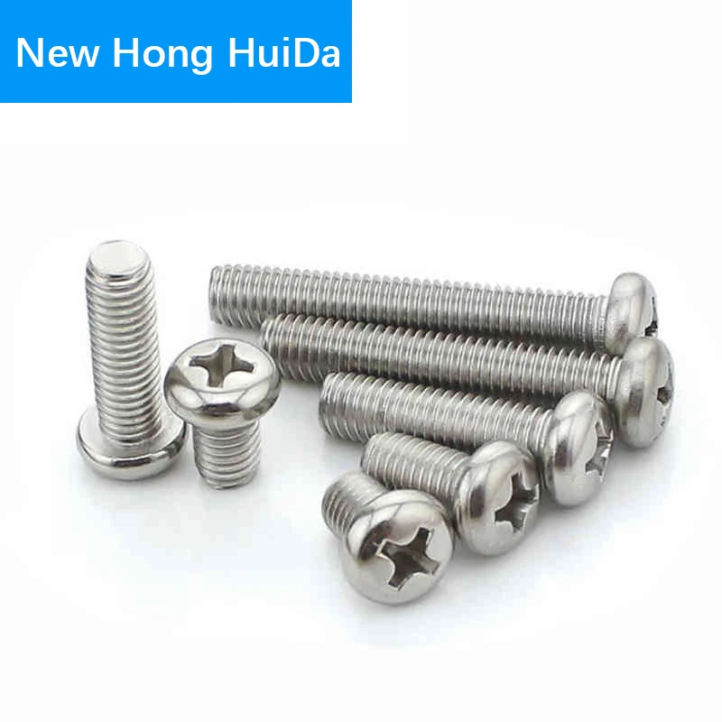 Phillips Pan Round Cross Head Screw Thread Metric Machine Bolt Stainless Steel M1 M1.2 M1.4 M1.6 M1.7 M2 M2.5 M3 M3.5 M4 M5 M6 M