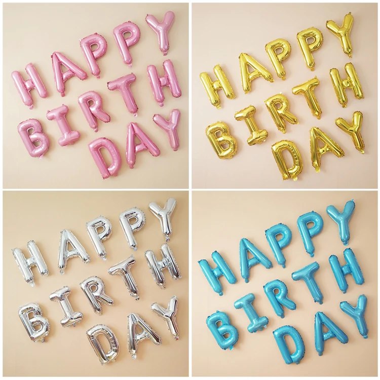 16 дюймовые фольгированные воздушные шары с буквенным принтом для дня рождения