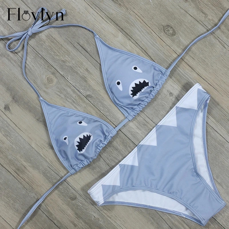Купальник Floylyn бикини с рисунком кота из мультфильма женский пляжный купальник