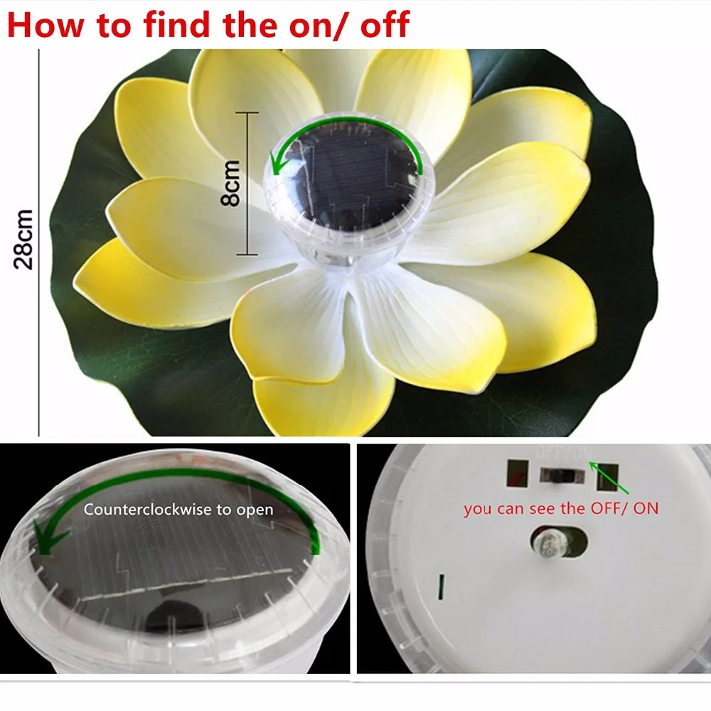 Сад бассейн Солнечный свет разноцветный сад плавающий Лотос Ночной цветок лампы