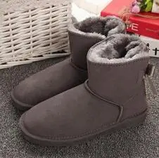 Женские зимние ботинки в австралийском стиле; женская обувь; bota mujer; кожаная обувь; женские ботинки; Зимние ботильоны в австралийском стиле с бантом и кружевом; большие - Цвет: grey