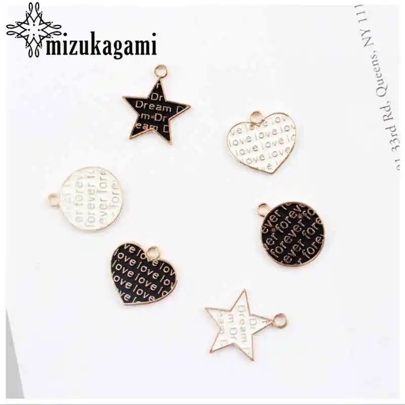 Подвеска в форме сердца из сплава с пятиугольной звездой 10 шт./лот модные серьги