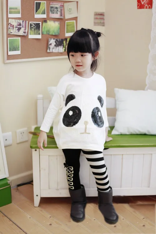 2 предмета одежда для новорожденной девочки Новинка куртка панды малышей Топ +