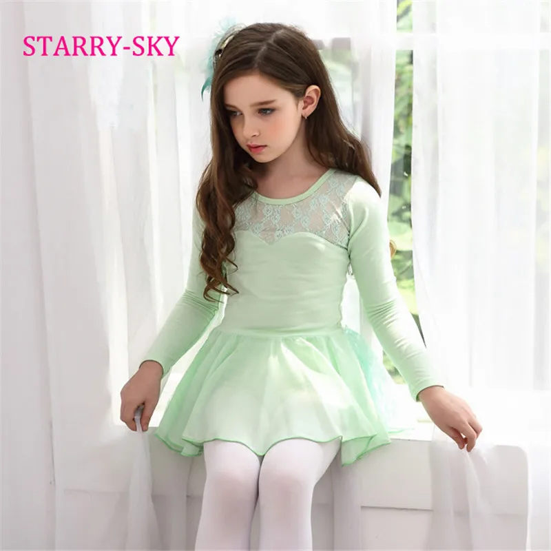 Новое осенне зимнее балетное платье для девочек детское с длинными рукавами юбка