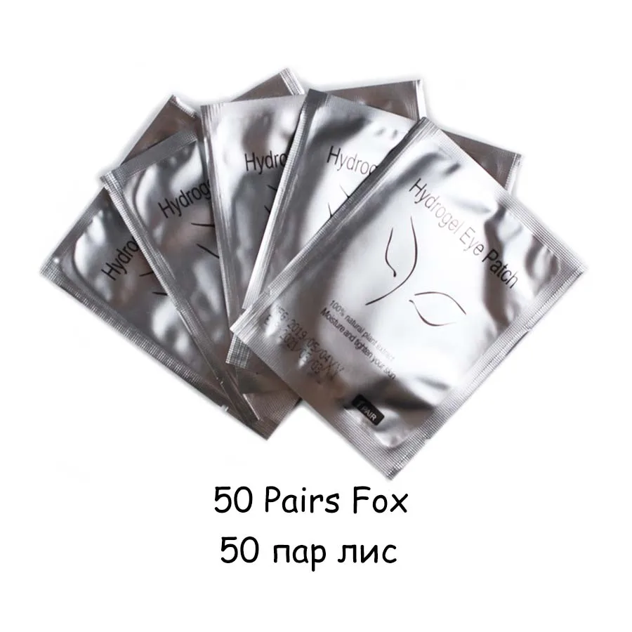 50pairs Fox 50/100 пар подушечек под глаза увлажняющие наклейки на кончики глаз обертывания подушечки для ухода за глазами бумажные накладки под глазные гель-патчи для наращивания ресниц - Цвет: 50pairs Fox