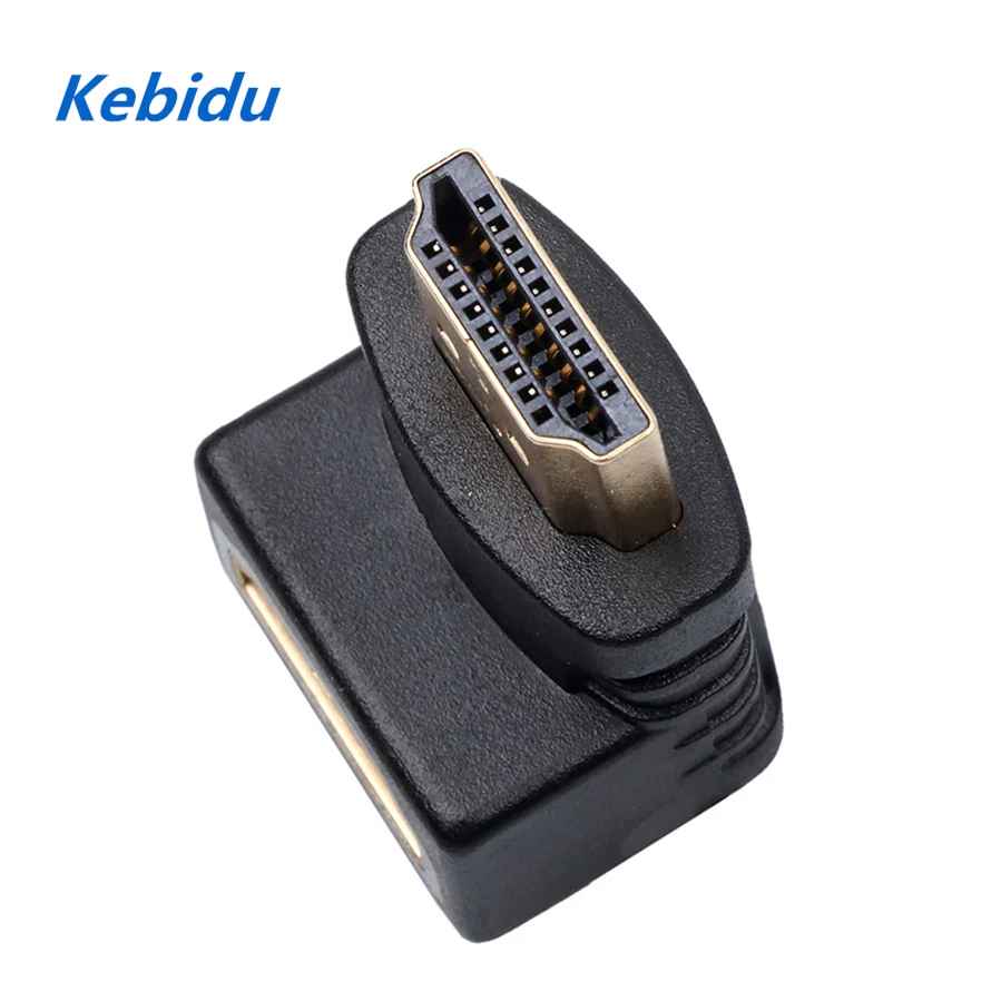Кабель-адаптер Kebidumei 2018 HDMI папа-мама 90 градусов прямоугольный L-тип (нижняя часть)