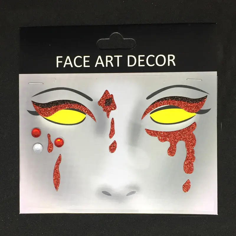 Инс лицо ручка татуировка карнавальный костюм зомби мигает розовые слезы крови