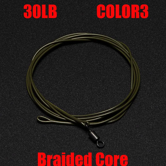30LB COLOR3 1 шт. леска для ловли карпа, плетеная/фторуглеродная/нейлоновая леска с зажимом для ловли карпа, быстросменная вертлюжная длина 1 м, 10 цветов - Цвет: 30LB COLOR3