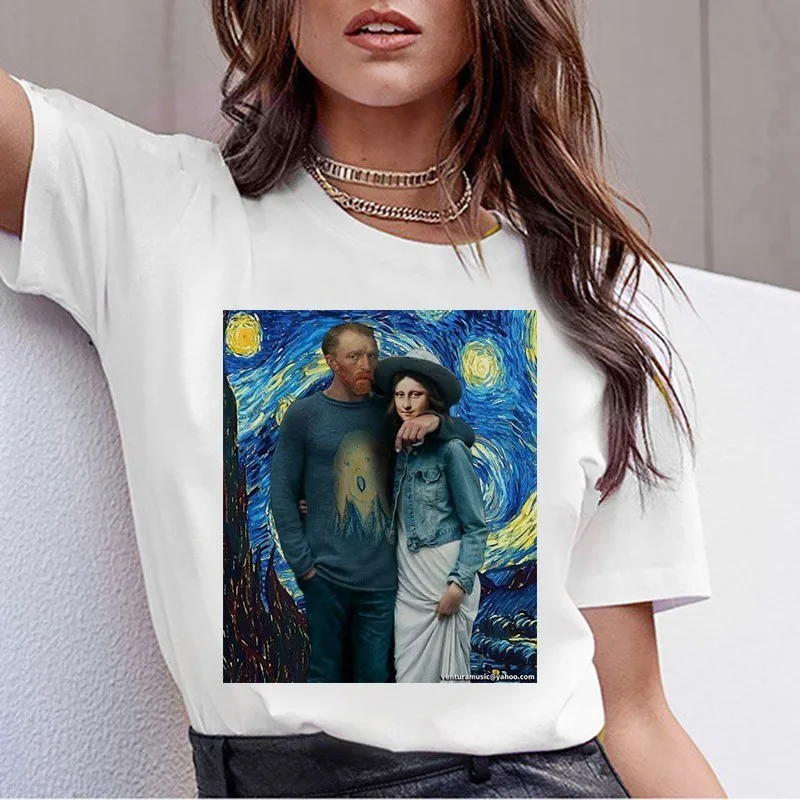 8 Футболка Grunge Aesthtic Van Gogh футболка с художественной росписью Женская забавная футболка с коротким рукавом Harajuku Ullzang Футболка Топ Футболки женские - Цвет: 8