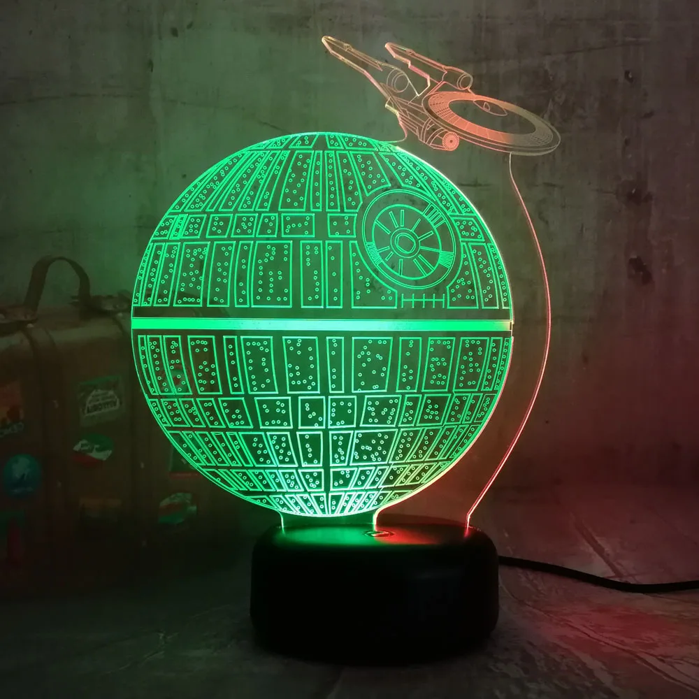 Новый Стиль Звездные войны Звезда смерти блеск 3D светодиодный RGB 7 смешанный