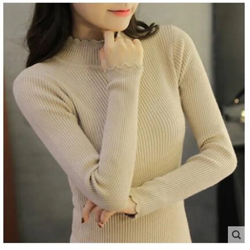 OHCLOTHING New Korean winter sweater female half head short shirt sleeve turtleneck slim thickened elastic solid | Женская одежда