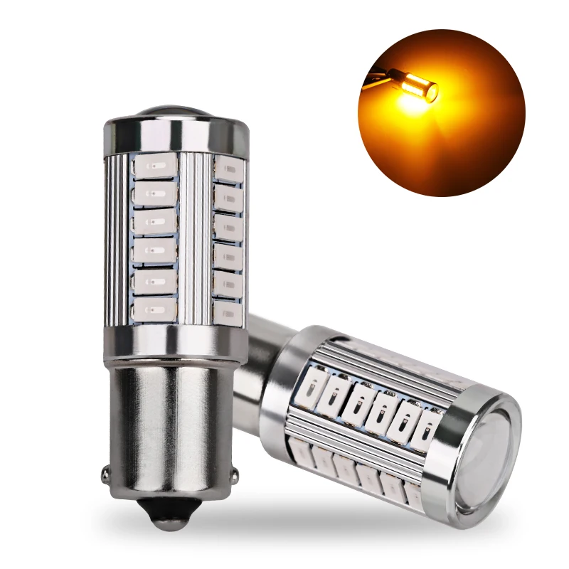 1156 5630 5730 BA15S 21 Вт 33 Smd светодиодные лампы для автомобиля стробоскоп лампы стоп сигнала фонари заднего хода лампы дневного света красный цвет: желтый, белый 12V - Испускаемый цвет: Yellow
