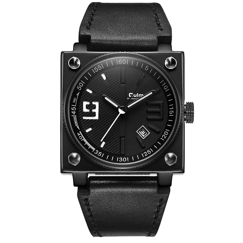 

Oulm 8055 Military Square Dial Classic Black Leather Calendar Quartz Waterproof Luxury Brand Sports Men Watches Relojes Hombre