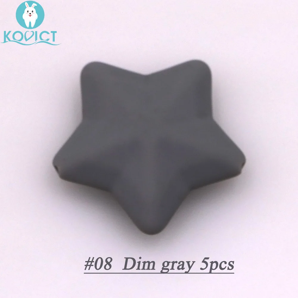 NO.08 Dim gray Kovict 5 шт/12 шт утолщаются силиконовые бусины звезда 38*12 мм еда без бисфенола-а класс ребенка прорезыватель DIY пустышка цепи грызунок пентаграмма шарик - Цвет: NO.08 Dim gray