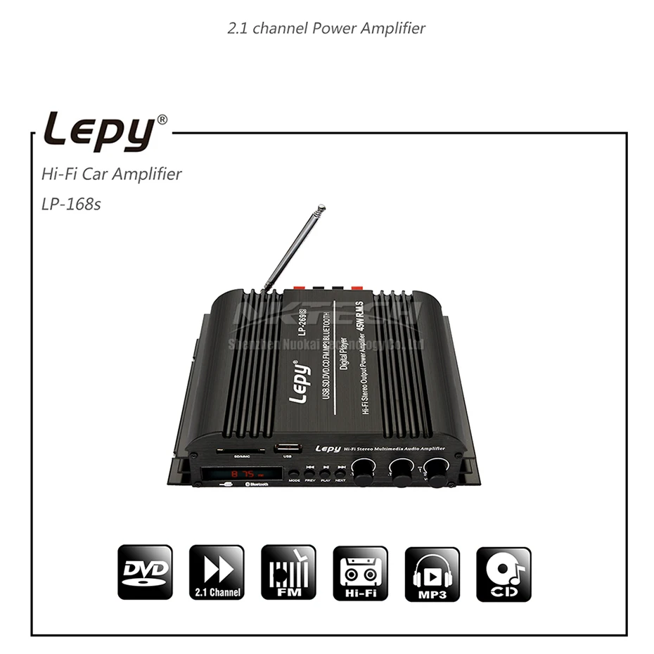 LP-269S Lepy Bluetooth автомобильный усилитель цифровой плеер HIFI стерео аудио Мощность 2CH 45 Вт домашняя мультимедийная поддержка SD USB FM MP3 DVD CD