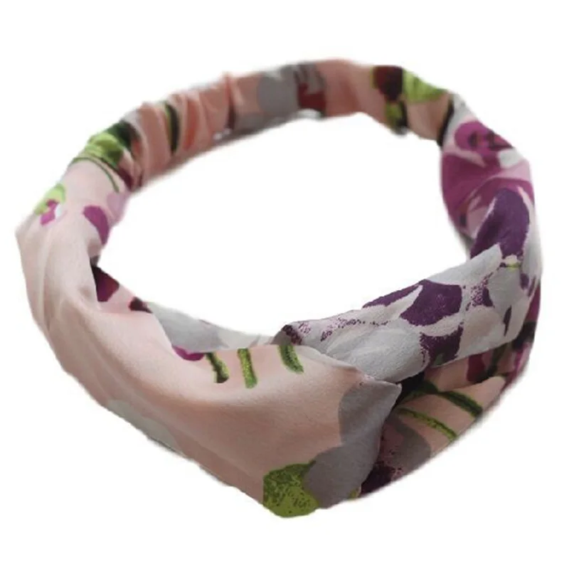 Женская повязка на голову с перехлёстом шелковым принтом|headband rubber|headband punkheadband