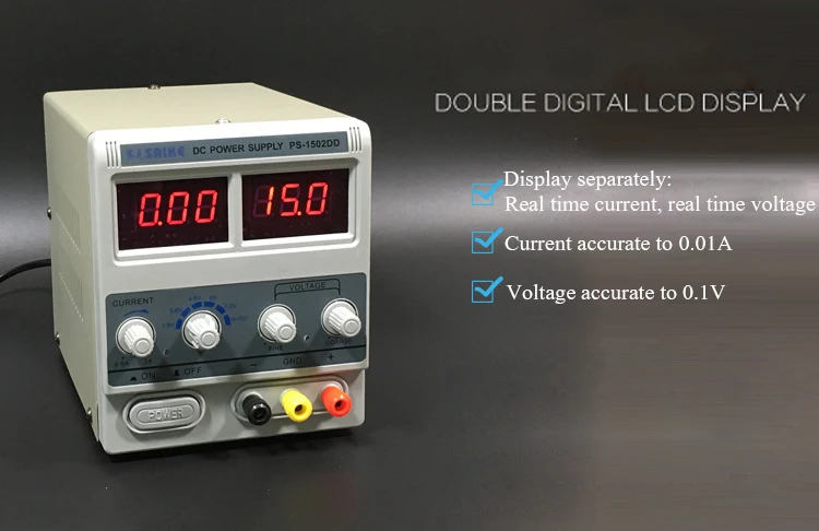 1502DD Регулируемый источник питания постоянного тока 0-15V 2A Регулируемое напряжение мобильный телефон ремонт, блок питания инструмента