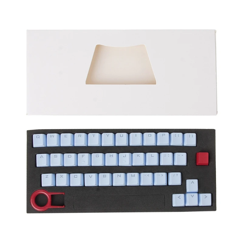PBT 37 ключей двойной выстрел просвечивающие с подсветкой колпачки для механической клавиатуры - Цвет: Синий