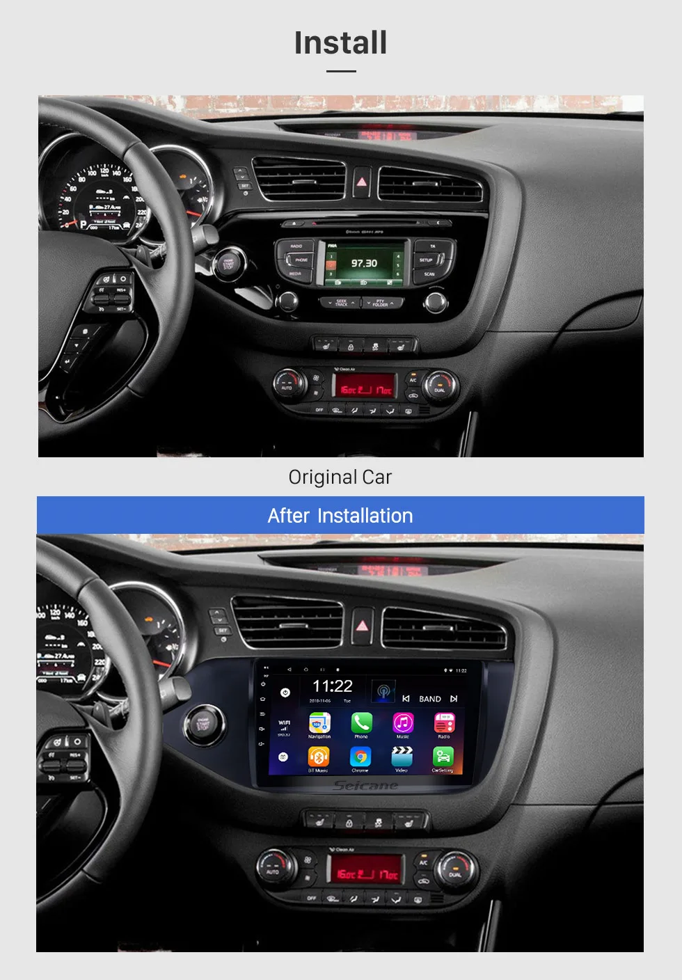 Seicane 2din Android 8,1 " Сенсорный автомобильный Радио gps мультимедийный плеер для 2012 2013 Kia Ceed LHD головное устройство поддержка RDS