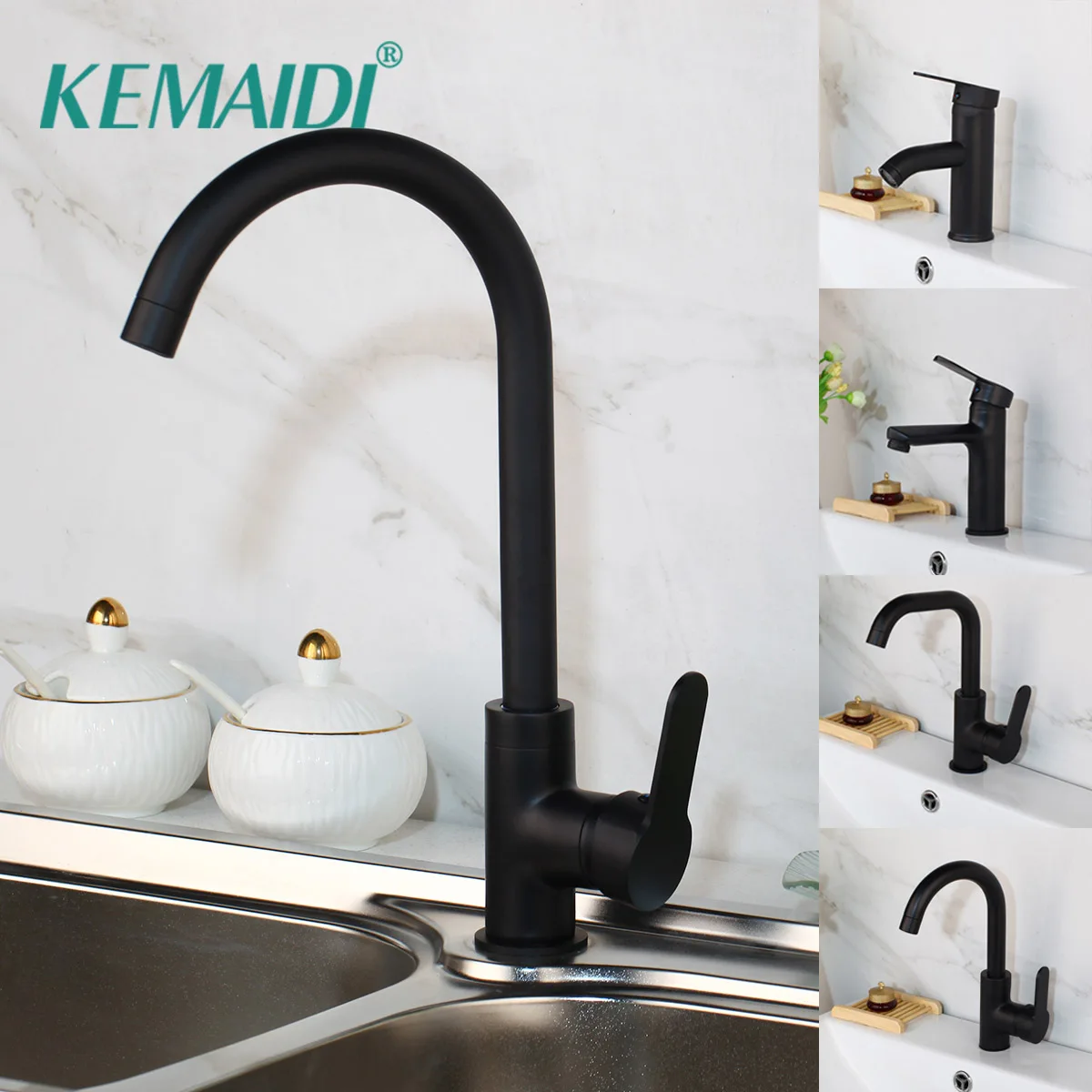 Смеситель для раковины KEMAIDI водопроводный кран ванной комнаты твердый ОРБ никель