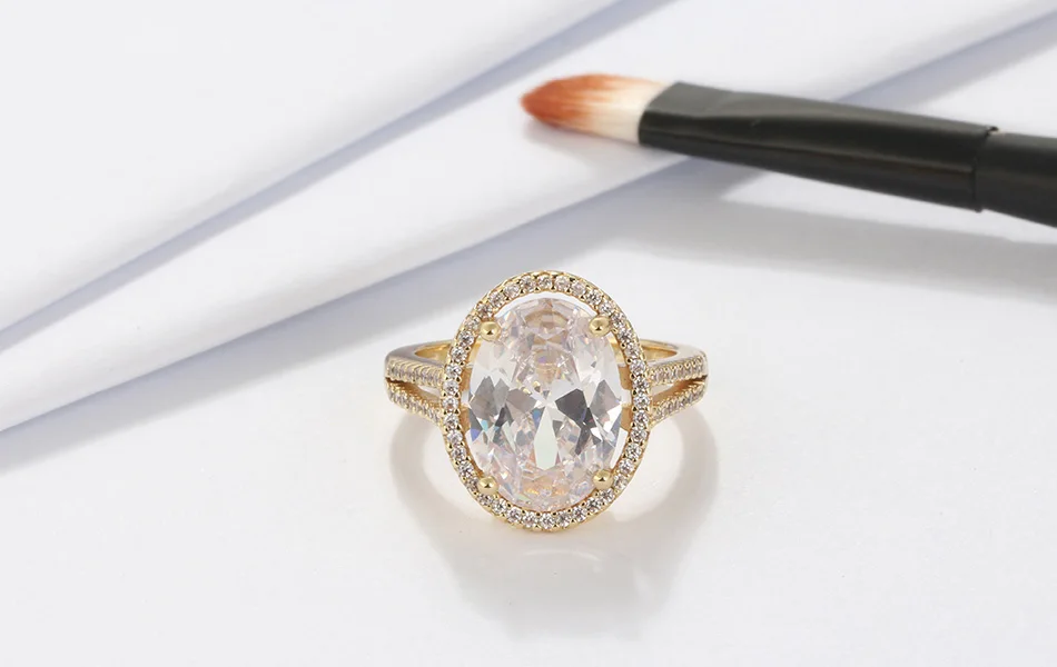 ORSA JEWELS роскошное женское свадебное и обручальное кольцо 6ct большая овальная резка AAA ослепительное CZ серебряное кольцо золотого цвета ROR98