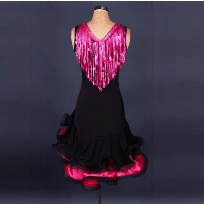 Платье для латинских танцев с блестками женщин и девочек платья соревнований по