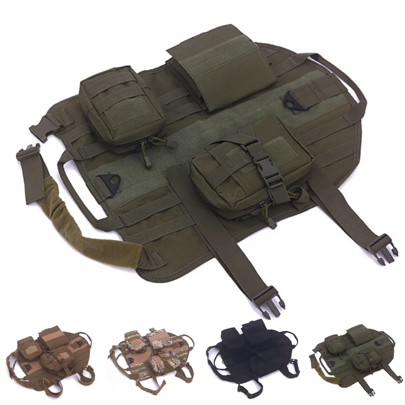 Камуфляжный/черный/зеленый/коричневый жилет для собак с 3 мешками нейлоновый