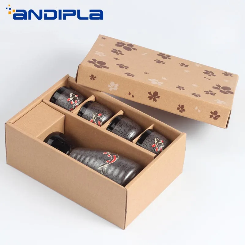 5 шт./лот винтажная черная дзен керамическая чашка сакэ плоские фляжки японский